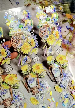 Linda Primavera de Girassol Cristal Brilhante animal de ESTIMAÇÃO Fita para o Cartão de Fazer DIY Scrapbooking Plano Adesivo Decorativo