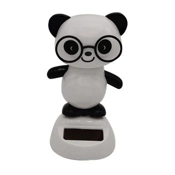 Lindo Óculos Panda Energia Solar Balançando Boneca Interior Do Carro Ornamento Presente De Boa Sorte De Uma Decoração Interior Do Painel Do Carro De Brinquedos