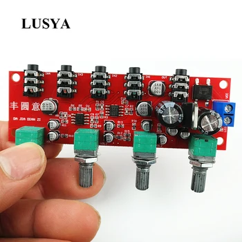 Lusya NE5532 pré-Amplificador tom de conselho Independente de 4 Canais com Volume Baixo de Ajuste do Amplificador Placa de Mistura