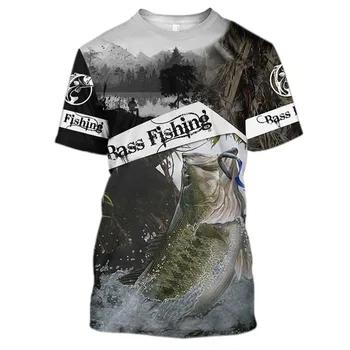 Machos e fêmeas 3D pesca impresso T-shirt O-pescoço curto mangas de camisa casual, estilo novo produto amantes de peixe 2021
