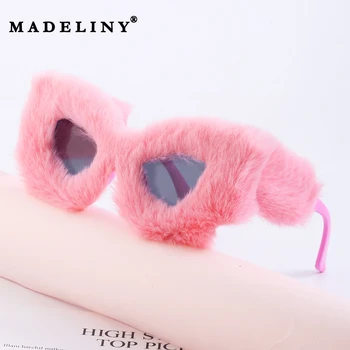 MADELINY Moda de Olhos de Gato de Pêlo de Veludo Óculos de sol das Mulheres da Marca do Designer Retrô Personalidade Óculos Femininos da Moda Eyewear UV400 MA352