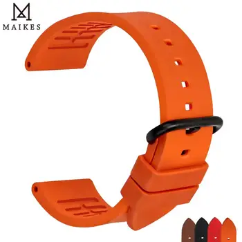 MAIKES Qualidade fluororubber watchbands 20mm 22mm 24mm borracha de cor Laranja pulseira banda assista acessórios para esportes relógios de mergulho