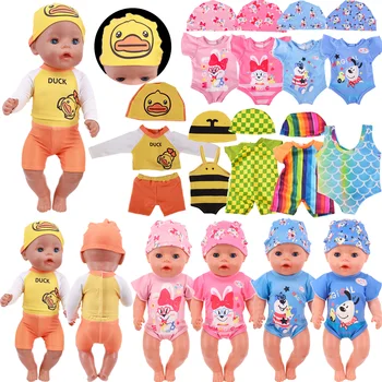 Maiô Natação Cap Roupas de Boneca Para 18Inch Americana Menina Boneca&43Cm ReBorn Baby Doll item Acessórios,Geração que Nasceu o Bebê Brinquedo