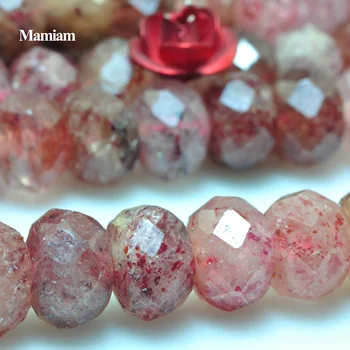 Mamiam Natural de Morango Cristal de Quartzo Facetado Rondelle Esferas 4x6mm 5x7mm Pedra Diy Pulseira, Colar de Jóias que faz Design