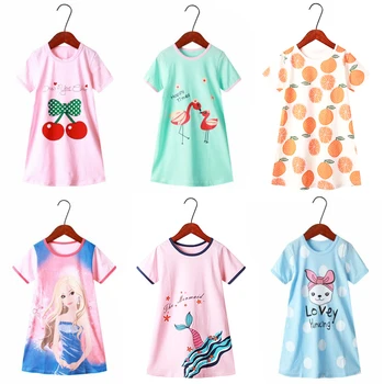 Manga curta Adolescentes Pijama Vestido de Roupas de Crianças Criança de desenhos animados de Meninas Pai-filho Roupa de Casa Desgaste Boutique de Pijama Roupa