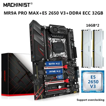 MAQUINISTA MR9A PRO MAX placa-Mãe Com Kit Xeon E5 2650 V3 CPU Processador LGA 2011-3 32G=2*16G DDR4 ECC RAM Conjunto NVME M. 2 USB3.0