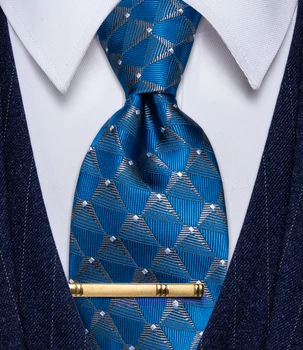 Marca de luxo da Gravata para o Homem Azul e Cinza Xadrez com Cortadores de Pontos Slik Homens de Gravata, Terno para a Festa de Casamento de Negócios Diário Casual Decoração