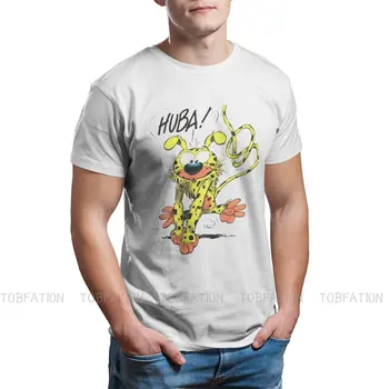 Marsupilami HUBA Clássico do Homem TShirt Gaston Lagaffe Quadrinhos Crewneck Tops Tecido T-Shirt Engraçada de Alta Qualidade Idéia de Presente