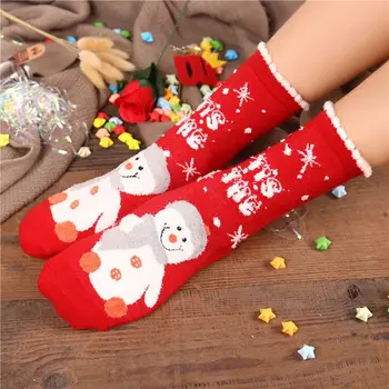 Meias das Mulheres de Algodão Inverno Quente de Meia engrossar Presente de Natal de Streetwear Bonito Harajuku Meia de Presente de Ano Novo Para a Menina calcetines mujer