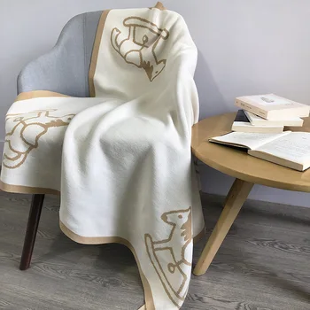 Melhor Cavalo Pouco Cobertor De Moda Cashmere Cobertor Quente De Lã Macia Xale Portátil Marca Manta De Sofá-Cama De Lã De Tricô Manta