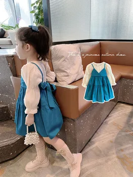 Meninas De Vestuário De Moda 2022 Primavera Crianças Bonito Estilo Coreano De Vestidos De Menina Criança Puff Manga Atacadista De Algodão Vestido De Princesa