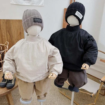 Menino Casaco de Inverno de 2022 coreano Crianças Roupas de Criança roupas de Menina Acolchoado Grosso suéter de Manter Quente de Alta Gola do pulôver 1-6Y