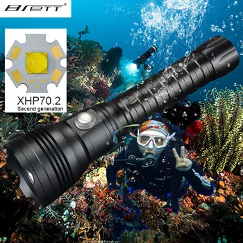 Mergulho Lanterna CREE XHP70.2 DIODO emissor de Luz 4000Lumens Subaquática Impermeável 80M da Liga de Alumínio do Refletor Longo de Tiro Tático da Tocha