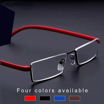Metal Anti-Luz Azul Óculos de Leitura Homens, Metade do Quadro de Prescrição de Óculos Masculino TR90 o Óculos Com o Caso de óculos +1.0~+4.0