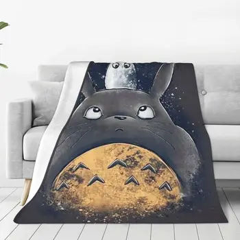 Meu Vizinho Totoro Mantas de Flanela para o Outono/Inverno de desenhos animados Respirável Super Macio Jogar um Cobertor para Cama de Viagem Tapete Peça