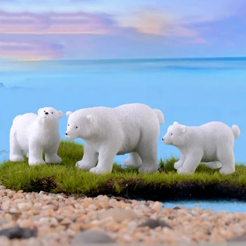 Mini Urso Branco Urso Polar Figuras De Simulação De Casa, Micro Paisagem Do Jardim Miniaturas De Animais De Decoração De Casa De Acessórios