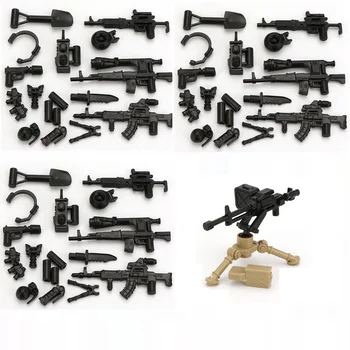 MOC Militar de Armas Armas Série de Figuras de Ação da SWAT, Polícia da Cidade de Mini Bloco de Construção de Tijolo Para Crianças Pack Exército WW2 Acessórios