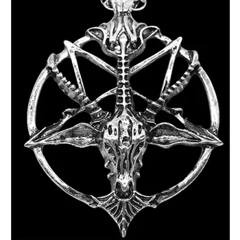 Moda De Metal Retro Pentagrama Pan-Deus Crânio De Bode, Cabeça Colar Pingente Sorte Satanismo-Oculto Vintage Em Prata Banhado A Estrela Colar