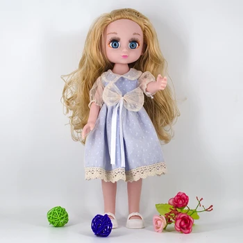 Moda Kawaii Bonecas Para as Meninas de 32 cm de 1/6 Boneca Conjunto Completo Com Pente de Princesa Vinil, Corpo e Cabelos Encaracolados Brinquedos Olhos Azuis