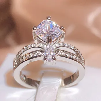 Moda nova Promessa da Coroa Anéis para as Mulheres de Cristal de Zircão Festa Nupcial Jóias de Casamento Delicado, Feminino Anel de Noivado Quente