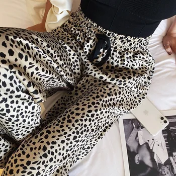 Moda senhoras Calças Novo Estilo De 2022 Outono de Cintura Alta Leopard Impressão Casual Calças Tendência de Casa Tie-dye Grande perna de Calça