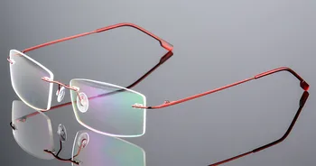 Moda ultra-leve e sem aro moldura Óptica homens mulheres liga de Titânio Liga de óculos de armação de Miopia Prescrição de óculos de muitas cores