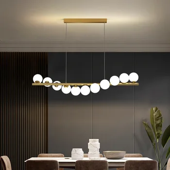 Moderno Longo de Teto, um Lustre de Suspensão de Bolas de Vidro G9 Levou para a Mesa de Sala de Jantar, Cozinha Hanging Lamp Office recepção Luzes