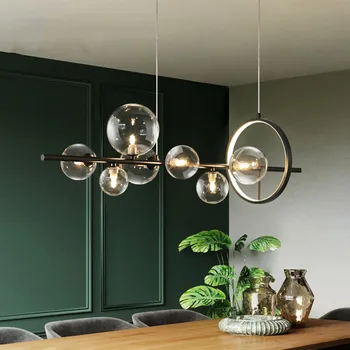 Moderno Lustre de LED, Bola de Vidro Bolha luminária Globo Hanglamp de estar Sala de Jantar Cozinha Lamparas De Techo de iluminação