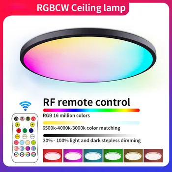 Moderno RGBCW Lâmpadas do Teto do DIODO Para a Sala de Controle de RF Dimmable de Teto Redonda Chandelier Para o Quarto, Sala de Jantar Cozinha de Iluminação
