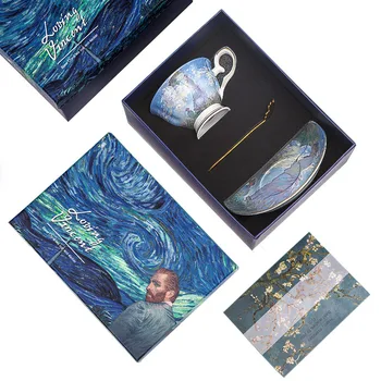 Monet Arte de Pintura Xícara de Café Impressão, Nascer do sol, Lotus Pond, o Almoço sobre a Relva, Lotus Tarde Xícara de Chá Xícara de Café, Caixa de Presente