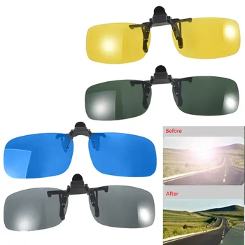 Motorista de carro de Óculos de proteção Anti-UVA e UVB Polarizada Óculos de Sol de Condução de Visão Noturna Lente Clipe em Óculos de sol Óculos de sol Interior