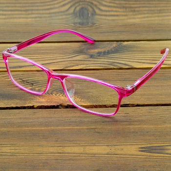 Mulheres da Moda cor-de-Rosa TR90 de Peso Leve, Flexível Retângulo Óculos Óculos de Leitura +0.75 +6 Adequado Para os Rostos Redondos