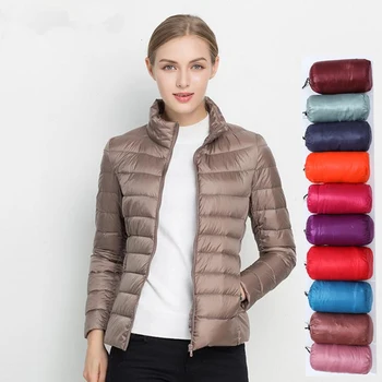 Mulheres Inverno Ultra Leve e Compactáveis para Baixo Jacke de 15 Cores Plus Size 5XL 7XL Feminino Resistente ao Vento e Respirável Puffer Coats