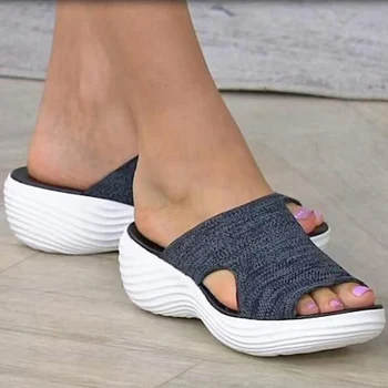 Mulheres Sandálias Sapatos De Verão 2022 Novo Salto Baixo Sandalias Mujer Leve Cunha Sapatos Para Mulheres Chinelos De Verão, Sandálias De Plataforma