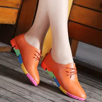 Mulheres sapatos de 2022, a moda colorida respirável sola de couro genuíno flats sapatos de mulher tenis feminino senhoras sapatos sapatos