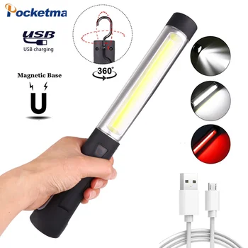 Multifuncional 360 ° Giratório de Luz Recarregável USB COB CONDUZIU a Lanterna elétrica Magnética Cauda da Lâmpada do Trabalho de Inspeção da Lâmpada da Tocha
