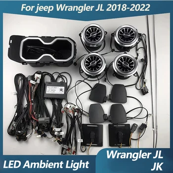 Na Saída da turbina DIODO emissor de Luz Ambiente Para Jeep Wrangler JL 2018 2019 2020 2021 2022 Frente de Ventilação de Ar de Entrada do Centro de Console Ambiente Lâmpada