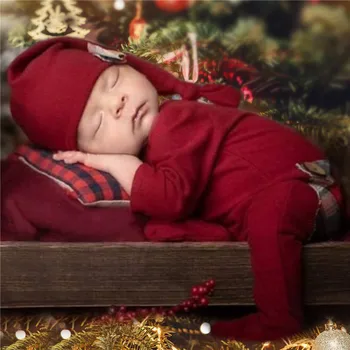 Natal Papai romper para o recém-nascido fotografia adereços.tecido de malha roupas para bebê sessão de fotos