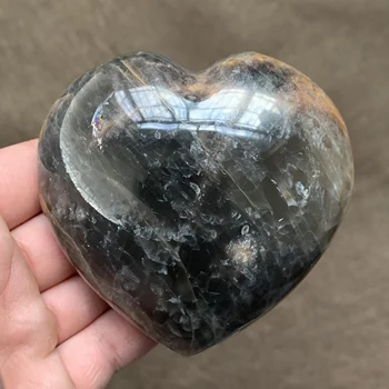 Natural De Cristal Cinza Moonbeam Coração De Rock Decoração Polido Pedra De Quartzo Amor Cura De Reiki