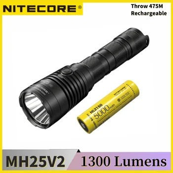 NITECORE MH25 V2 alto desempenho USB-C a Lanterna elétrica Recarregável 1300Lumens Incluem 21700 Bateria de Auto-defesa Troch Lanterna