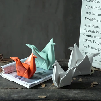 Nordic Criativo Pássaro Branco Estatueta Abstrato Moderno Cerâmica Origami Estátua Área De Trabalho Do Office Animal Escultura Decoração Casa, Decoração