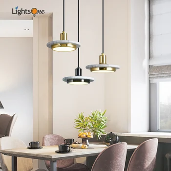 Nordic quarto pingente de luz de mármore personalidade criativa do restaurante da lâmpada simples barra pequena luminária