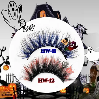 NOVA Halloween Cílios Para Venda, Especialmente Exagerada DIY Festa de Cílios 25mm/15mm cor chicote de Abóbora Fantasma do Crânio para a festa