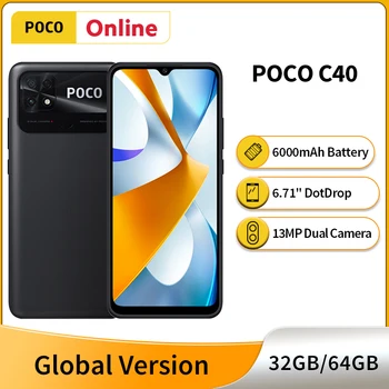 Nova Versão Global POCO C40 C 40 Octa Core Celular 6000mAh Grande Bateria de 6.71
