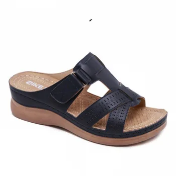 Nova Verão as Mulheres Sandálias de Cunha Ortopédico Premium Open Toe Sandálias Vintage Anti-derrapante Casual Feminino Plataforma Retro Sapatos.