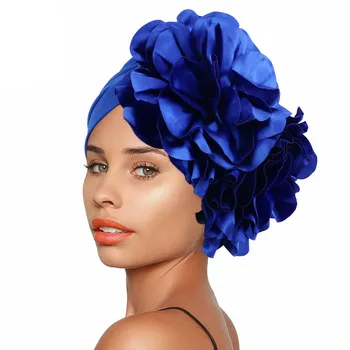 Nova África as Mulheres de Turbante chapéus Plissado Sólido Flor Headwear de Quimio Beanies Headwrap Chapeado para o Câncer de Cabelo Tampa