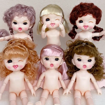 Novo 16cm BJD Boneca 13 Jointed Dolls Bonito Raiva Wink Cara de Cabelo Curto, Sapatos de Boneca com Corpo Nu para as Meninas Brinquedos de DIY