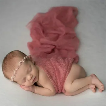 Novo Bebê Recém-Nascido Cor Sólida Oco Fotografia Prop Cobertor De Bebê Dormir Swaddle Macios Cobertores