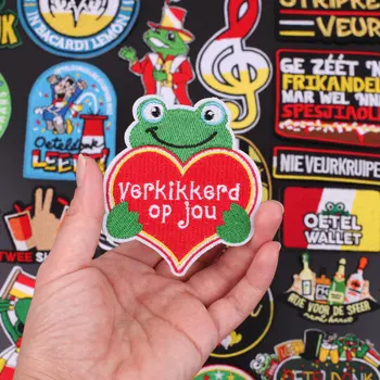 Novo Oeteldonk Emblema Bordado Patch N Carnaval para a Holanda Ferro em Patches para a Roupa de Sapo, Manchas na Roupa Adesivos