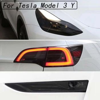 O Farol do carro Luz da Cauda Nevoeiro Tonalidade de Luz Protetora de TPU Lâmpada Filme Para o Tesla Model 3 Y Decoração Adesivo Preto Transparente